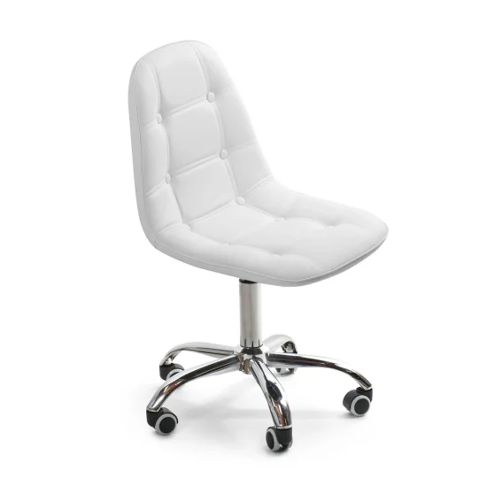 SILLA DE OFICINA GREG CON RUEDAS CAPITONE BLANCO