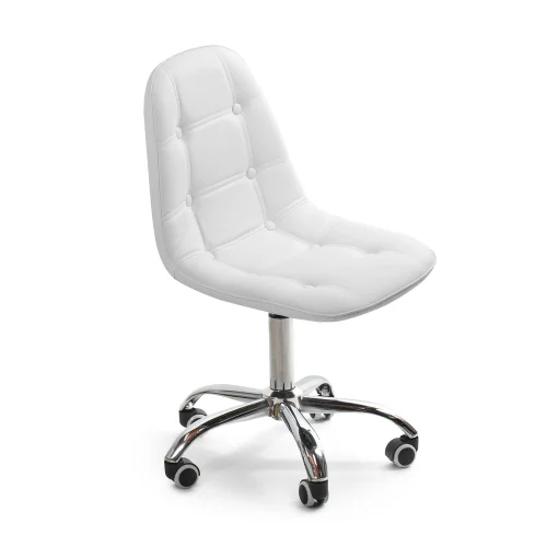 SILLA DE OFICINA GREG CON RUEDAS CAPITONE BLANCO SILLA DE OFICINA GREG CON RUEDAS CAPITONE BLANCO
