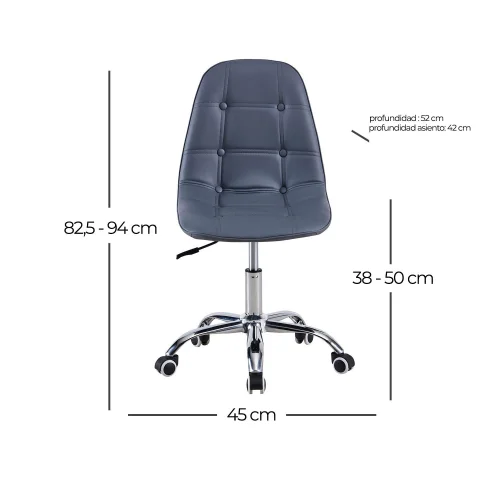 SILLA DE OFICINA GREG CON RUEDAS CAPITONE GRIS SILLA DE OFICINA GREG CON RUEDAS CAPITONE GRIS