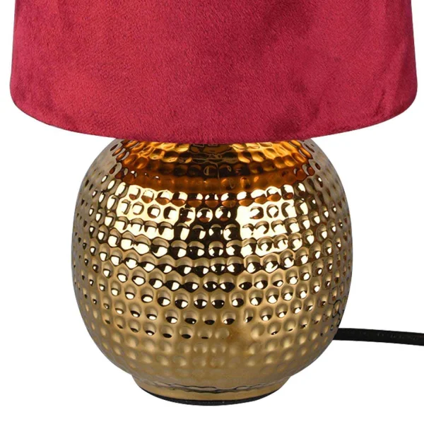 LÁMPARA DE MESA GAELA CERÁMICA PANTALLA ROJA E14 LÁMPARA DE MESA GAELA CERÁMICA PANTALLA ROJA E14