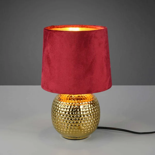 LÁMPARA DE MESA GAELA CERÁMICA PANTALLA ROJA E14 LÁMPARA DE MESA GAELA CERÁMICA PANTALLA ROJA E14
