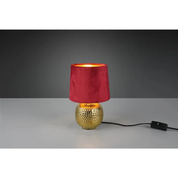 LÁMPARA DE MESA GAELA CERÁMICA PANTALLA ROJA E14 LÁMPARA DE MESA GAELA CERÁMICA PANTALLA ROJA E14