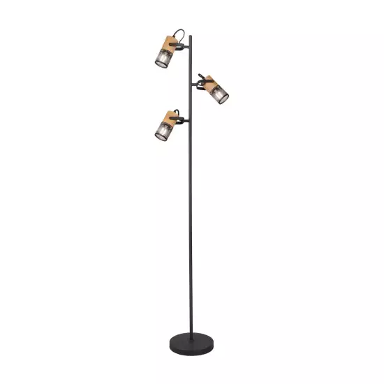LÁMPARA DE PIE 3 LUCES METAL NEGRO E14 MILLER 2