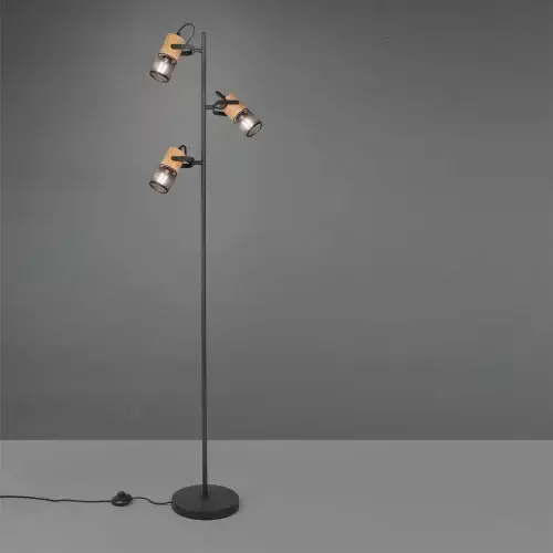 LÁMPARA DE PIE 3 LUCES METAL NEGRO E14 MILLER