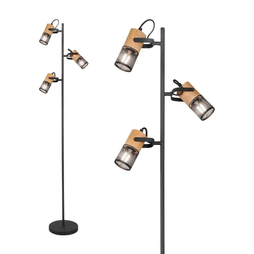 LÁMPARA DE PIE 3 LUCES METAL NEGRO E14 MILLER