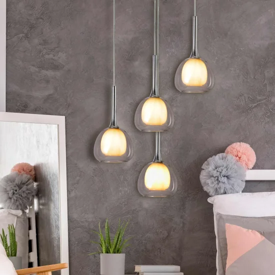 LÁMPARA DE TECHO 1 LUZ CRISTAL EXTERIOR TRANSPARENTE INTERIOR BLANCO Ø16,5 NOLINA 2