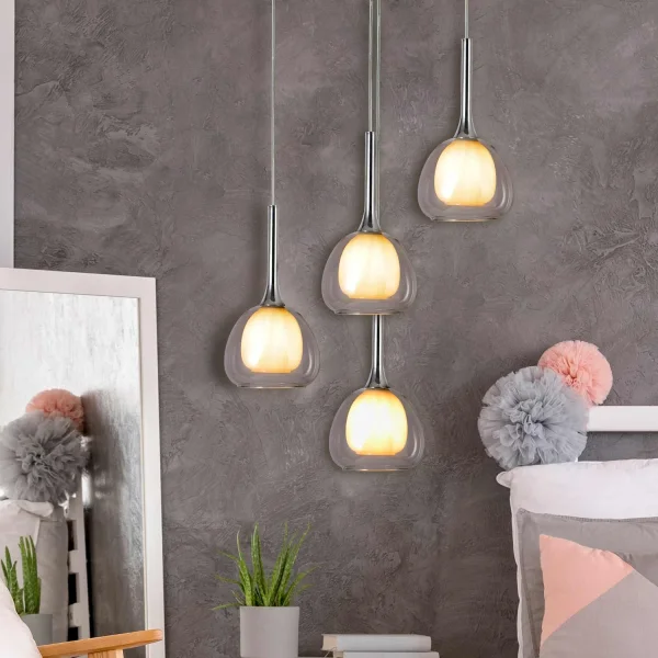 LÁMPARA DE TECHO 1 LUZ CRISTAL EXTERIOR TRANSPARENTE INTERIOR BLANCO Ø16,5 NOLINA