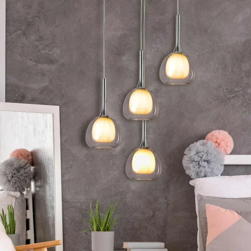 LÁMPARA DE TECHO 1 LUZ CRISTAL EXTERIOR TRANSPARENTE INTERIOR BLANCO Ø16,5 NOLINA