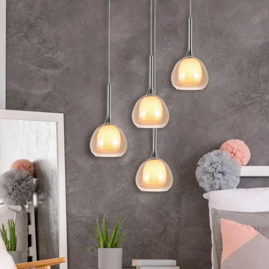 LÁMPARA DE TECHO 1 LUZ CRISTAL EXTERIOR ÁMBAR INTERIOR BLANCO Ø16,5 NOLINA 2