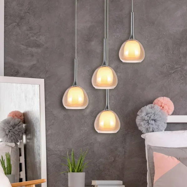 LÁMPARA DE TECHO 1 LUZ CRISTAL EXTERIOR ÁMBAR INTERIOR BLANCO Ø16,5 NOLINA