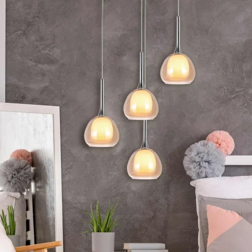 LÁMPARA DE TECHO 1 LUZ CRISTAL EXTERIOR ÁMBAR INTERIOR BLANCO Ø16,5 NOLINA