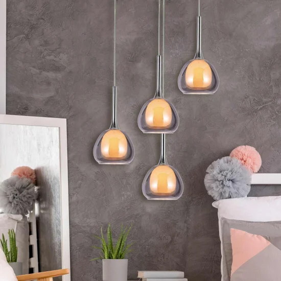 LÁMPARA DE TECHO 1 LUZ CRISTAL EXTERIOR FUMÉ INTERIOR BLANCO Ø16,5 NOLINA 2