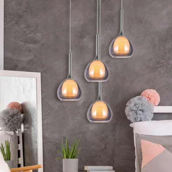 LÁMPARA DE TECHO 1 LUZ CRISTAL EXTERIOR FUMÉ INTERIOR BLANCO Ø16,5 NOLINA