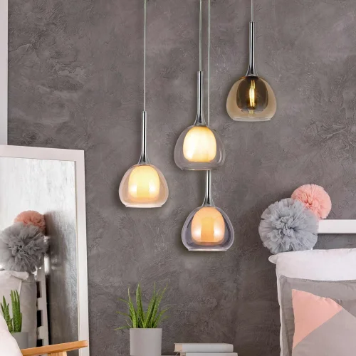 LÁMPARA DE TECHO 1 LUZ CRISTAL EXTERIOR FUMÉ INTERIOR BLANCO Ø16,5 NOLINA