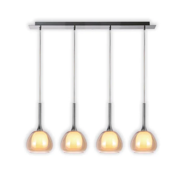 LÁMPARA DE TECHO 4 LUCES CRISTAL EXTERIOR ÁMBAR INTERIOR BLANCO NOLINA