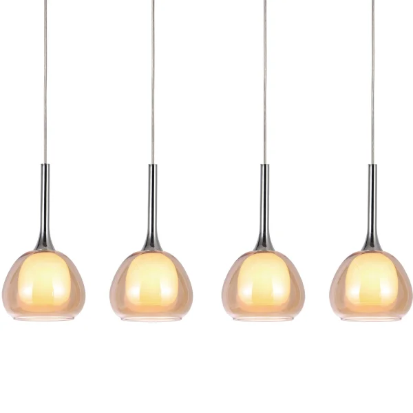 LÁMPARA DE TECHO 4 LUCES CRISTAL EXTERIOR ÁMBAR INTERIOR BLANCO NOLINA