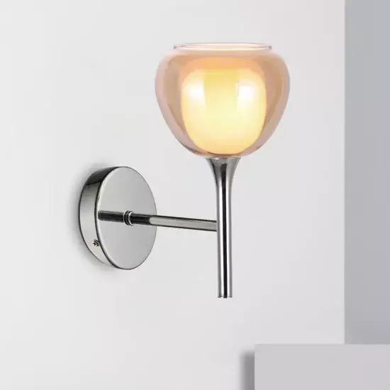 APLIQUE DE PARED 1 LUZ CRISTAL EXTERIOR ÁMBAR INTERIOR BLANCO NOLINA