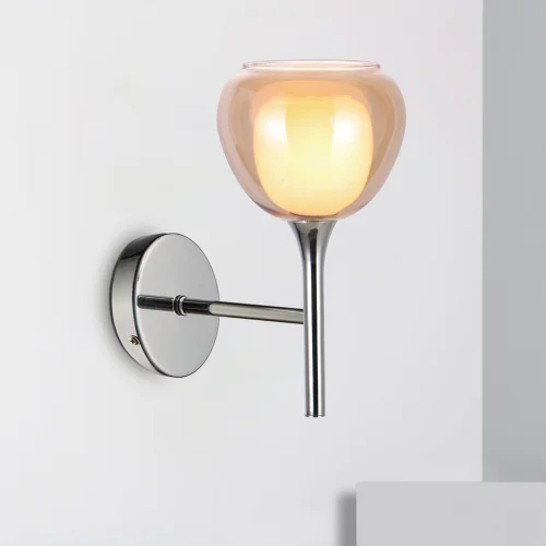 APLIQUE DE PARED 1 LUZ CRISTAL EXTERIOR ÁMBAR INTERIOR BLANCO NOLINA