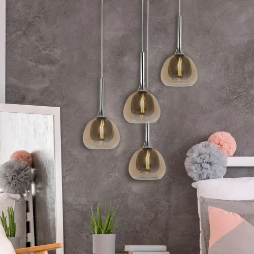 LÁMPARA DE TECHO 1 LUZ CRISTAL EXTERIOR ÁMBAR INTERIOR FUMÉ Ø16,5 NOLINA