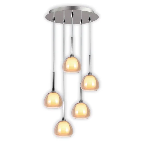 LÁMPARA DE TECHO 5 LUCES CRISTAL EXTERIOR ÁMBAR INTERIOR BLANCO Ø45 NOLINA