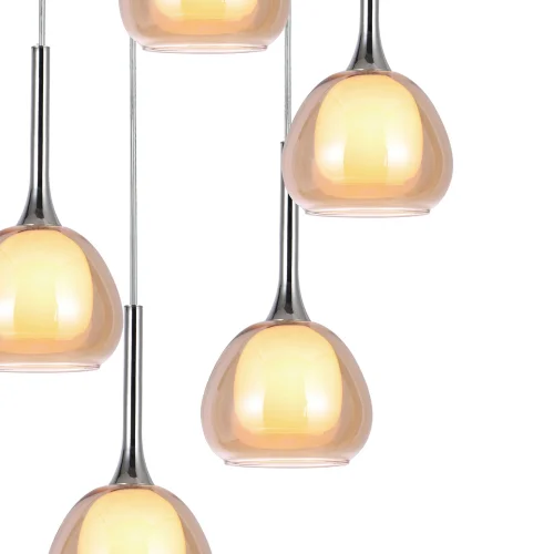 LÁMPARA DE TECHO 5 LUCES CRISTAL EXTERIOR ÁMBAR INTERIOR BLANCO Ø45 NOLINA