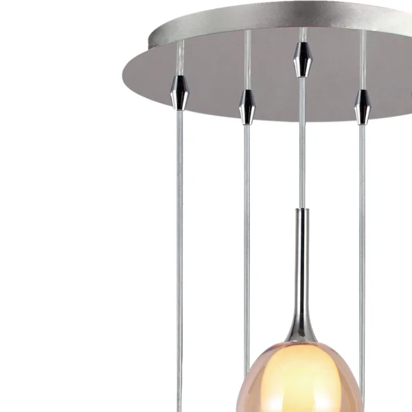 LÁMPARA DE TECHO 5 LUCES CRISTAL EXTERIOR ÁMBAR INTERIOR BLANCO Ø45 NOLINA