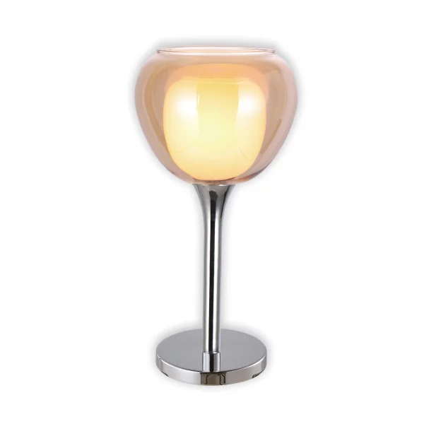 LÁMPARA DE MESA 1 LUZ CRISTAL EXTERIOR ÁMBAR INTERIOR BLANCO Ø16,5 NOLINA