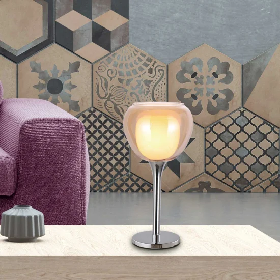 LÁMPARA DE MESA 1 LUZ CRISTAL EXTERIOR ÁMBAR INTERIOR BLANCO Ø16,5 NOLINA