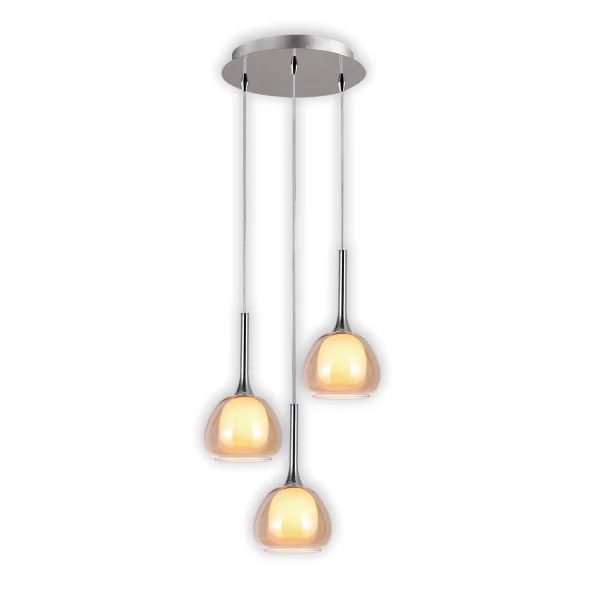 LÁMPARA DE TECHO 3 LUCES CRISTAL EXTERIOR ÁMBAR INTERIOR BLANCO Ø38 NOLINA