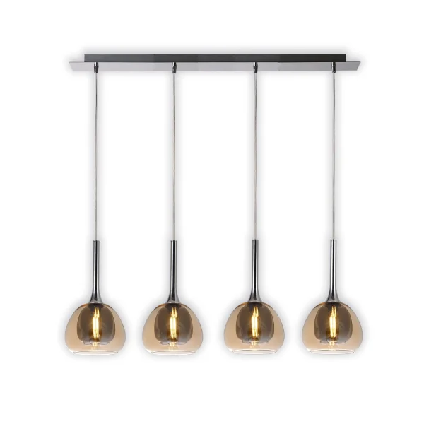 LÁMPARA DE TECHO 4 LUCES CRISTAL EXTERIOR ÁMBAR INTERIOR FUMÉ NOLINA