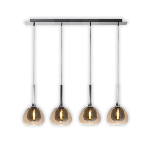 LÁMPARA DE TECHO 4 LUCES CRISTAL EXTERIOR ÁMBAR INTERIOR FUMÉ NOLINA