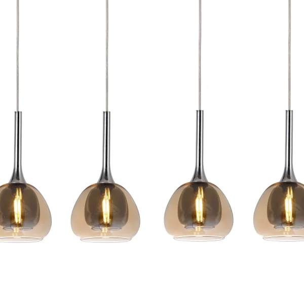 LÁMPARA DE TECHO 4 LUCES CRISTAL EXTERIOR ÁMBAR INTERIOR FUMÉ NOLINA