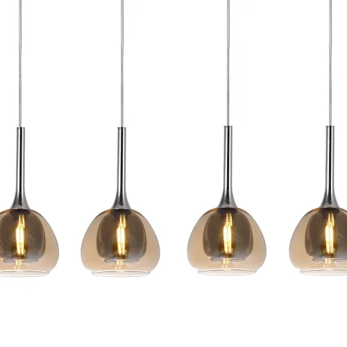 LÁMPARA DE TECHO 4 LUCES CRISTAL EXTERIOR ÁMBAR INTERIOR FUMÉ NOLINA