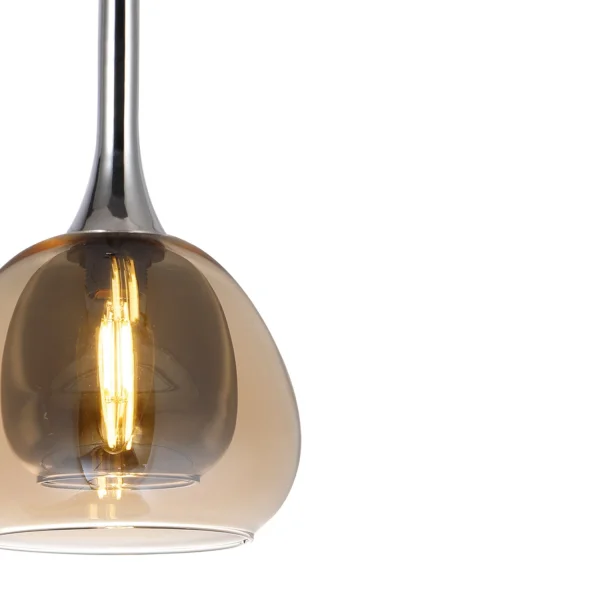 LÁMPARA DE TECHO 4 LUCES CRISTAL EXTERIOR ÁMBAR INTERIOR FUMÉ NOLINA