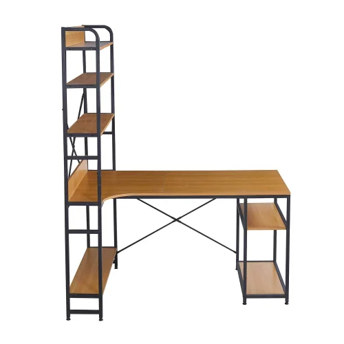 MESA DE ESCRITORIO CON ESTANTERÍA COLOR ROBLE SWINDON