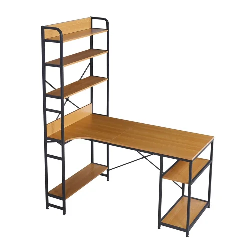 MESA DE ESCRITORIO CON ESTANTERÍA COLOR ROBLE SWINDON