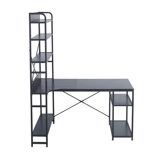 MESA DE ESCRITORIO CON ESTANTERÍA COLOR NEGRO SWINDON 2