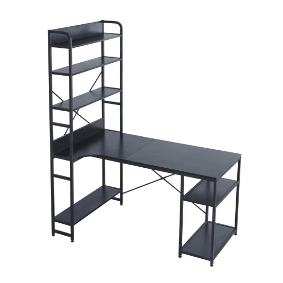 MESA DE ESCRITORIO CON ESTANTERÍA COLOR NEGRO SWINDON