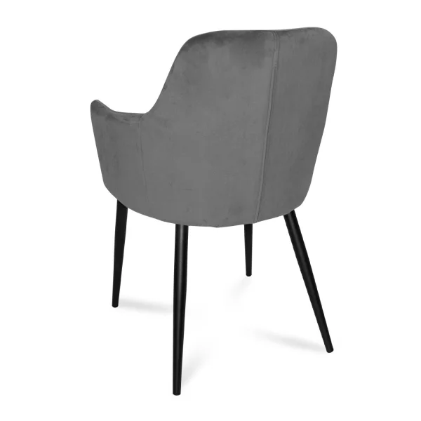 SILLÓN GUNNAR TERCIOPELO GRIS PATAS COLOR NEGRO