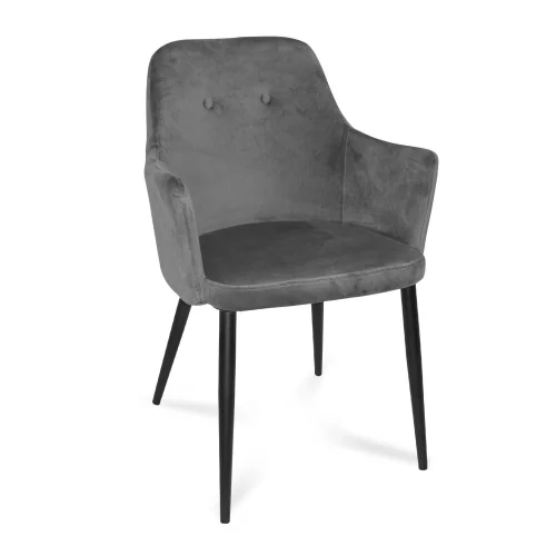 SILLÓN GUNNAR TERCIOPELO GRIS PATAS COLOR NEGRO SILLÓN GUNNAR TERCIOPELO GRIS PATAS COLOR NEGRO