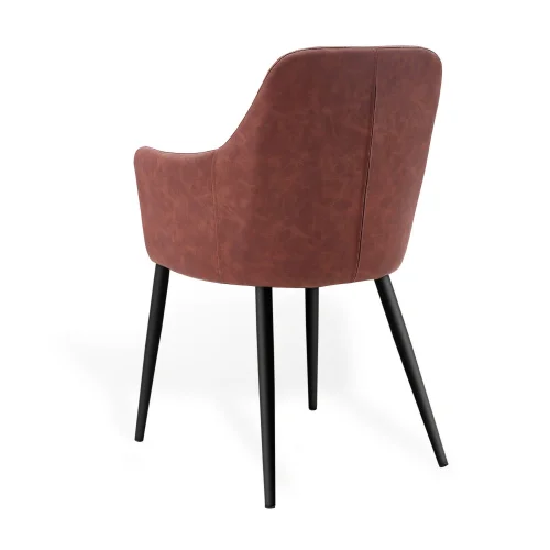 SILLÓN MANDARINA PU MARRÓN VINTAGE PATAS COLOR NEGRO