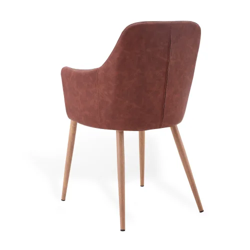 SILLÓN MANDARINA PU MARRÓN VINTAGE PATAS COLOR MADERA SILLÓN MANDARINA PU MARRÓN VINTAGE PATAS COLOR MADERA