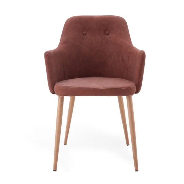 SILLÓN MANDARINA PU MARRÓN VINTAGE PATAS COLOR MADERA SILLÓN MANDARINA PU MARRÓN VINTAGE PATAS COLOR MADERA