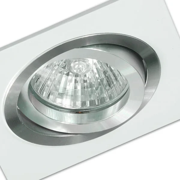 FOCO EMPOTRABLE CUADRADO BLANCO-ALUMINIO GU10 IP20