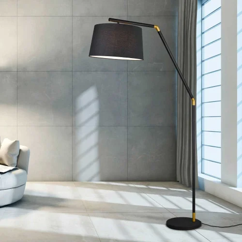 LÁMPARA DE PIE METAL NEGRO E27 OLENA