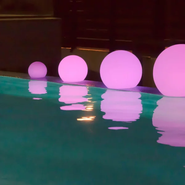 LÁMPARA EXTERIOR ESFÉRICA SOLAR BULY 40 + BATERIA RECARGABLE + RGB FLOTANTE