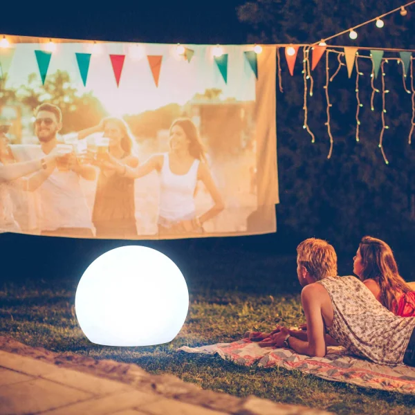 LÁMPARA EXTERIOR ESFÉRICA SOLAR BULY 60 + RGB + BATERIA RECARGABLE