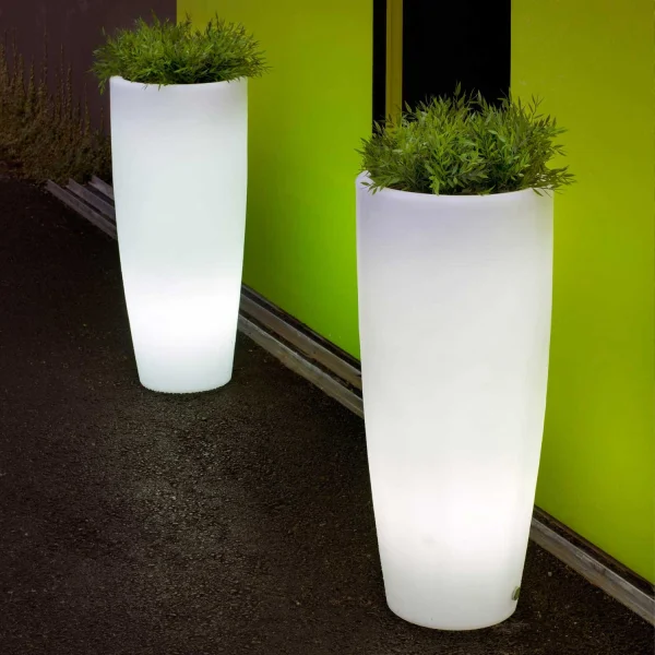 MACETERO BAMBU EXTERIOR 90CM LED LUZ FRIA CABLE