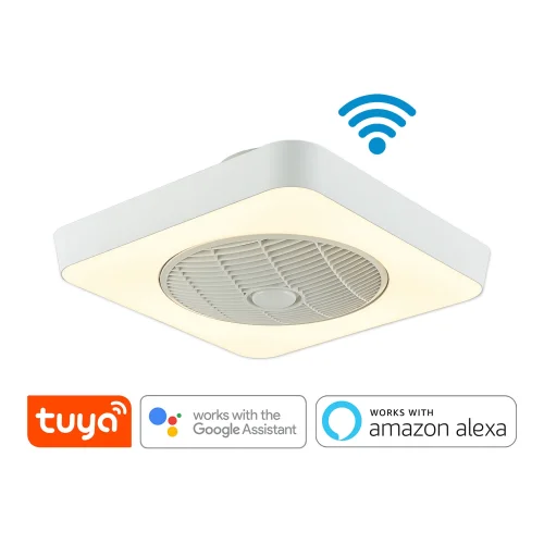 PLAFÓN VENTILADOR LED 40 W REGULABLE WI FI BLANCO TULIPAN