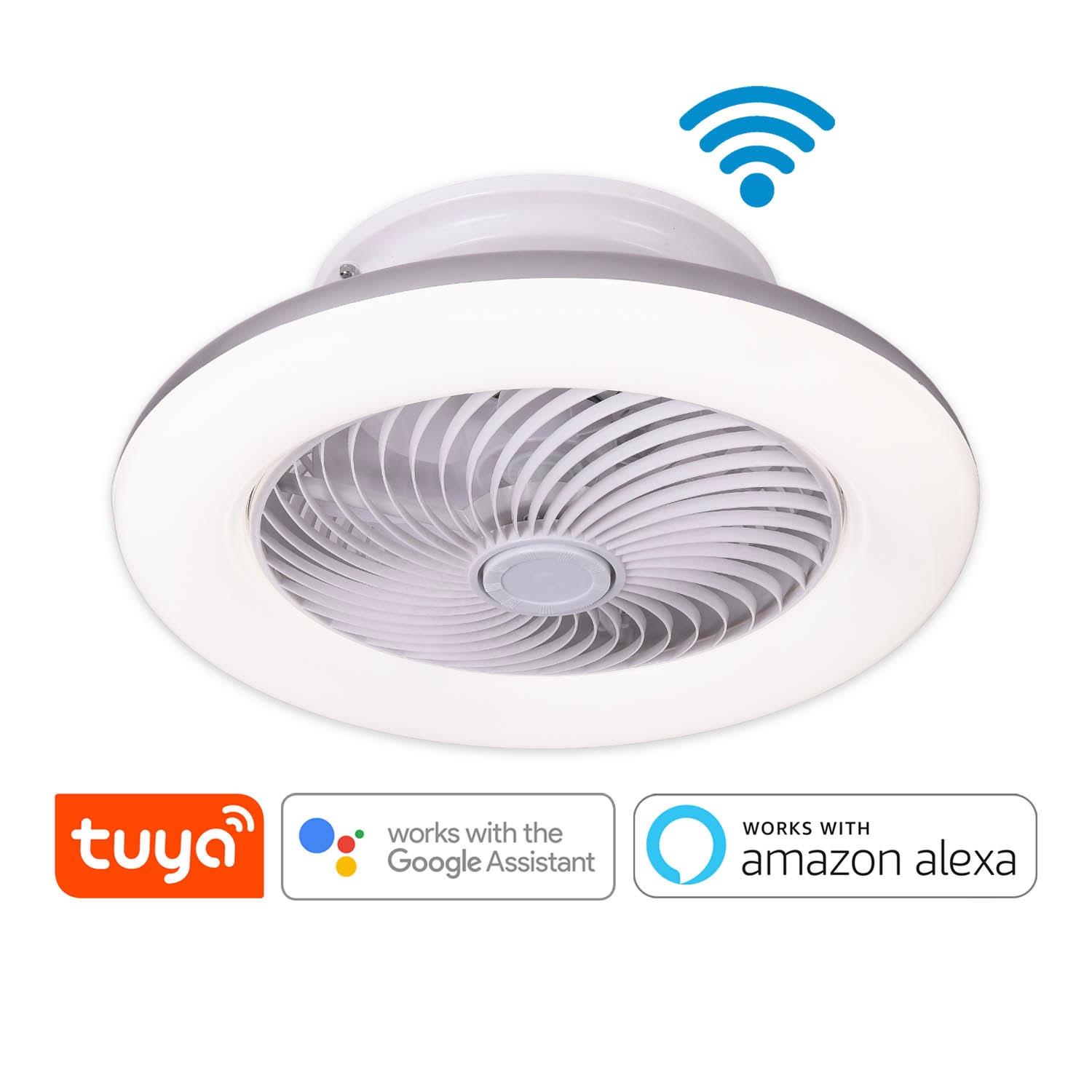 Plaf n Ventilador LED 40 W Regulable Wi Fi Plata Lionel L zete